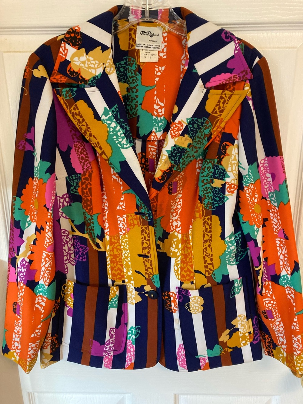 Vintage 70’s Tori Richard Honolulu Bold Floral & Stripe Blazer
